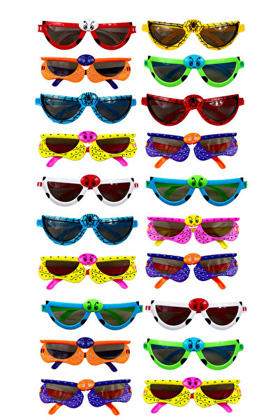 Toyaş 20 Pieces Animal Themed Plastic Folding Glasses Party - for Classroom School and Gift Entertainment