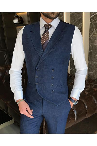 TerziAdemAltun Italian Style Slim Fit Men's Jacket Vest Pants Suit Parliament T9117