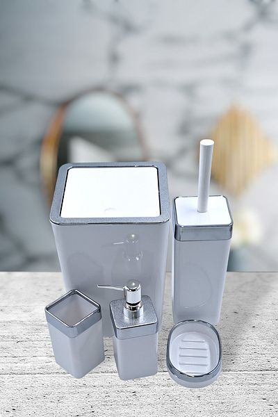 İmera Acrylic 5 Piece Square Bathroom Set Glossy - (HARD PLASTIC)
