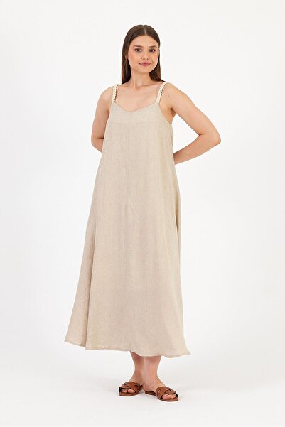 EFİL MODA Askılı Keten Elbise
