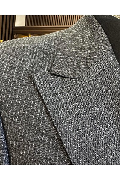 TerziAdemAltun Italian style slim fit striped jacket pants suit anthracite T9947