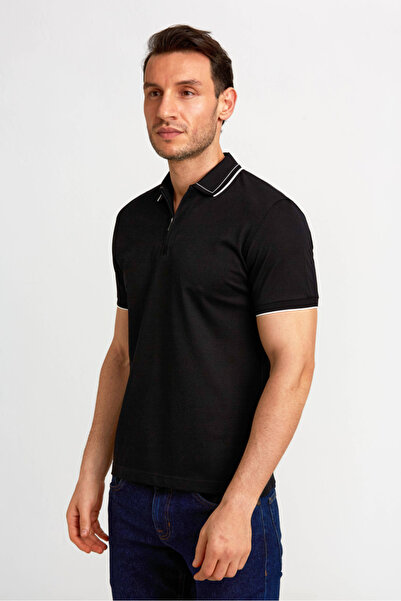 Bisse Polo Yaka T-Shirt Sıyah