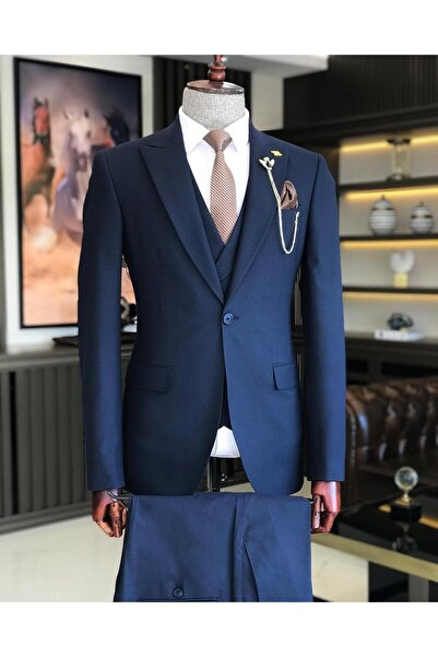 TerziAdemAltun Italian Style Slim Fit Men's Jacket Vest Pants Suit Parlement T9117