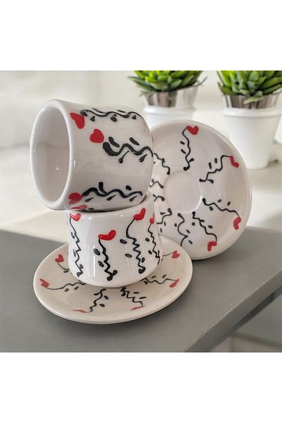 nutyaart Set of 2 Handmade Coffee Cups - Embossed Pattern