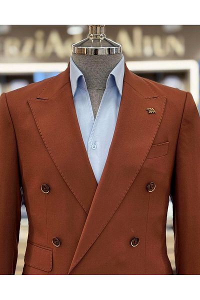 TerziAdemAltun Men's Suit - Italian Style, Double Breasted Jacket and Pants T11094