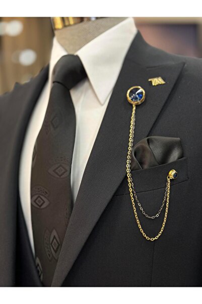 TerziAdemAltun İtalyan stil ceket yelek pantolon takım elbise lacivert T10725