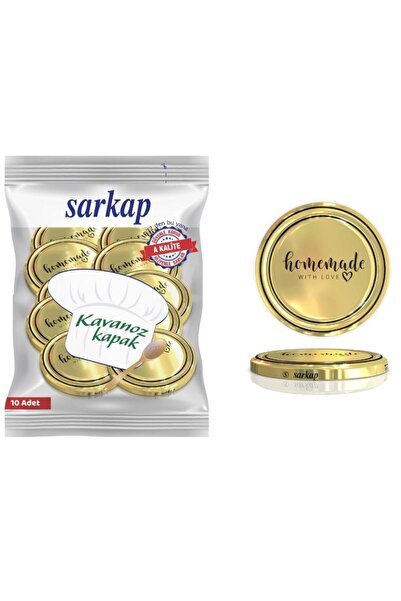 Sarkap Hijyenik Paketli 10 Adet Kavanoz Kapağı - Home Made Gold - 82mm