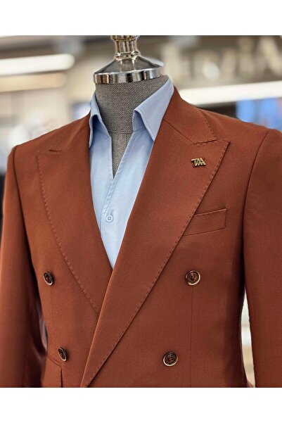 TerziAdemAltun Men's Suit - Italian Style, Double Breasted Jacket and Pants T11094