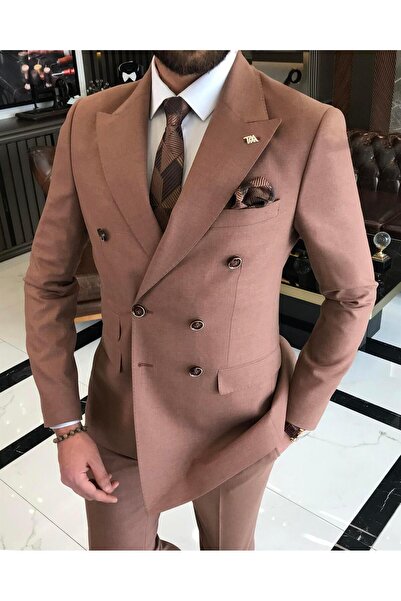 TerziAdemAltun Πλακάκι κοστούμι παντελόνι με διπλό στήθος ιταλικού τύπου T9109