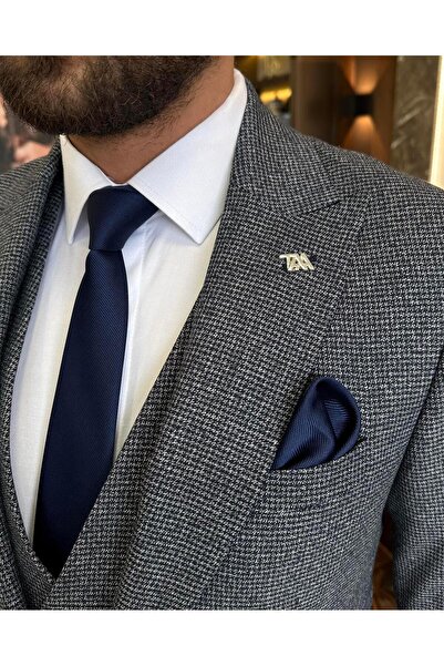 TerziAdemAltun Italian style slim fit jacket vest pants suit navy blue T9795