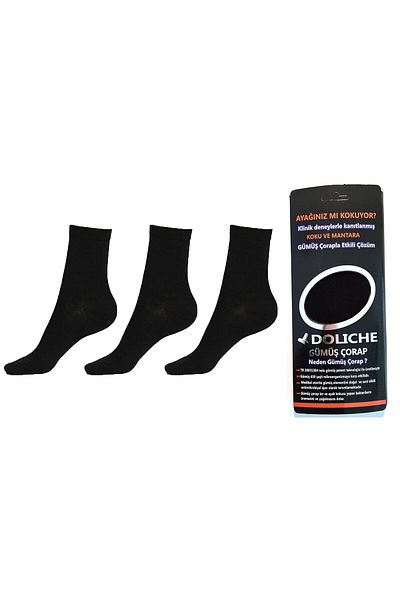 Doliche 6-Piece Black Bamboo Diabetic Sugar Socks Patented Silver Thread Women's Seamless Long Socks