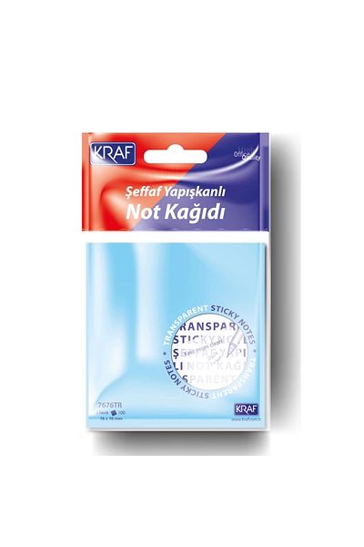 KRAF 7676tr - Transparent Colored Adhesive Note Paper 100yp.76x76mm