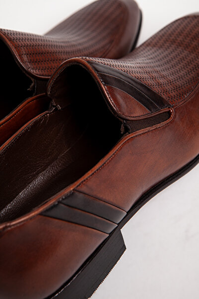 Dericlub Erkek Gerçek Kösele Taban El Yapımı Klasik Ayakkabı Gerçek Deri Osc 1537 Taba