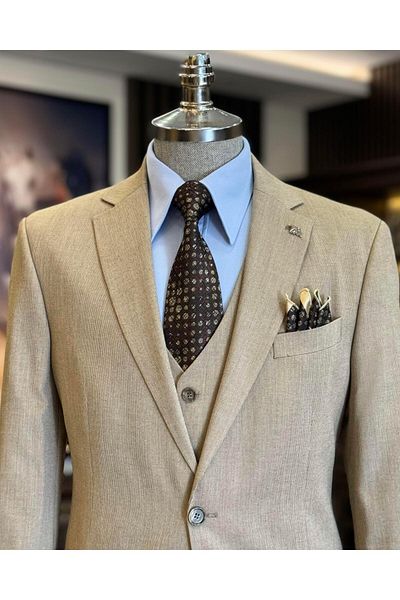 TerziAdemAltun Costum slim în stil italian cu 4 picături - jachetă, vestă, pantaloni T12116