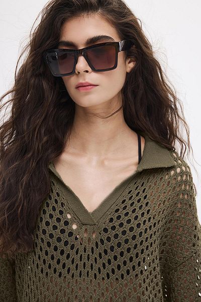 SHERIN Διάτρητο Χακί Φόρεμα Polo Neck