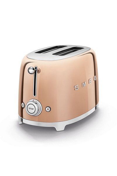 SMEG محمصة الخبز باللون الذهبي الوردي - 2x2 Tsf01rgeu