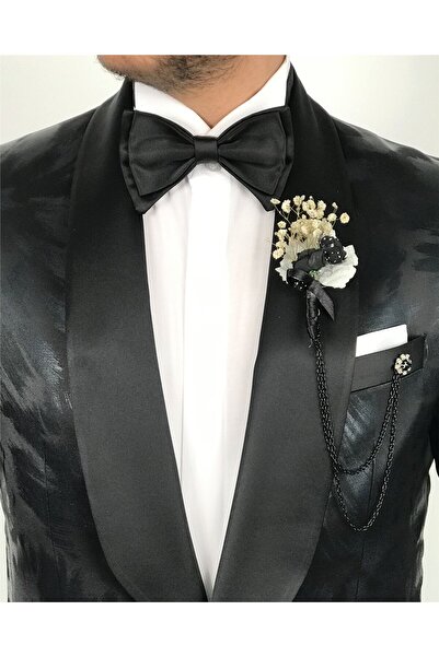 TerziAdemAltun Jachetă bărbătească italiană pantaloni set de costume de mire Negru T7484