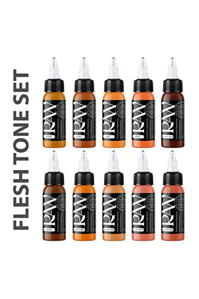 RAW Pigments Flesh Tone Set 12 Renk 1 oz 30 ml Potre Dövme Boyası Seti