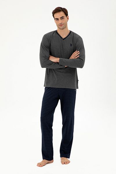 U.S. Polo Assn. Men's Anthracite Melange Pajama Set 50301729 -Vr081