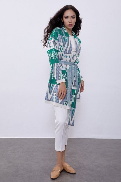 SHERIN Green Patterned Knitwear Cardigan