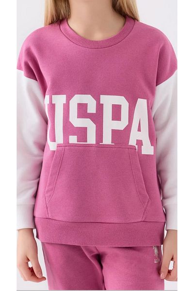 U.S. Polo Assn. Girl'S, Licensed, Uspa, Raised, Sweatshirt- Tracksuit Set (2024-2025 Autumn-Winter)