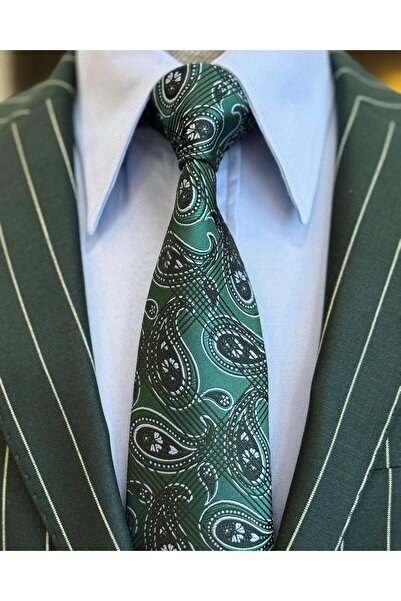 TerziAdemAltun Green Slim Fit Striped Jacket and Trousers Set - Italian Style T11930