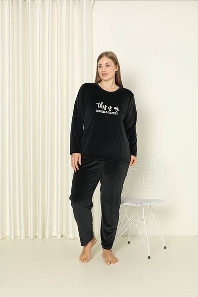 SEBOTEKS Soft Textured Velvet Large Size Women's Pajamas Set 20850