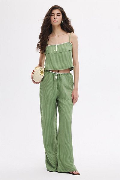 SHERIN Textured Bow Trousers