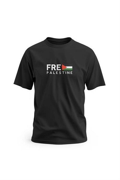 Zaytoon Tricou unisex Free Palestine - mânecă scurtă, imprimare digitală, steagul Palestinei - de la S la 2XL T 300007