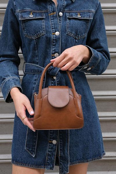 Madamra Hellbraune Mini-City-Tasche für Damen