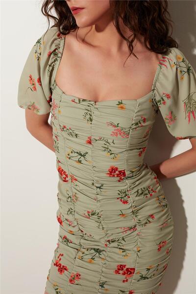 SHERIN Μίνι φόρεμα με πράσινο σχέδιο