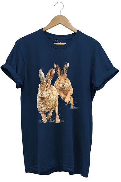 WİDİ Μπλουζάκι Hunting Hunter Rabbit Hunt με στάμπα 100% βαμβακερή κανονική εφαρμογή Navy Blue