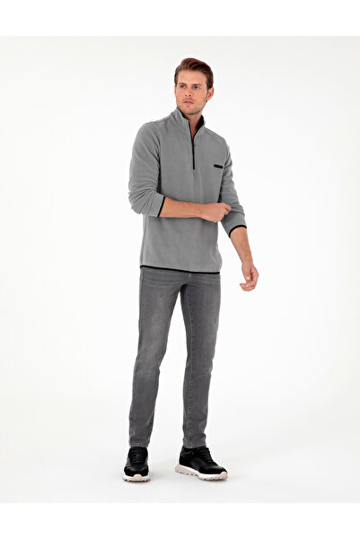 Pierre Cardin Gri Regular Fit Yarım Fermuarlı Polar Sweatshirt 50298973-VR024