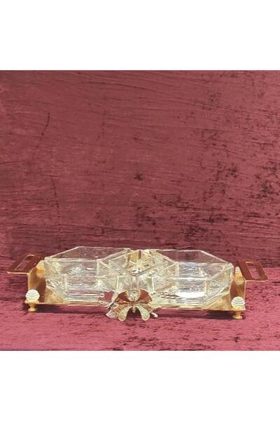 Saray Ottoman handicraft Kelebek Tepsili Yıldız Sunumluk Altın