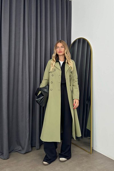 Sue Store Καμπαρντίνα με κουμπιά με επένδυση από ελιά