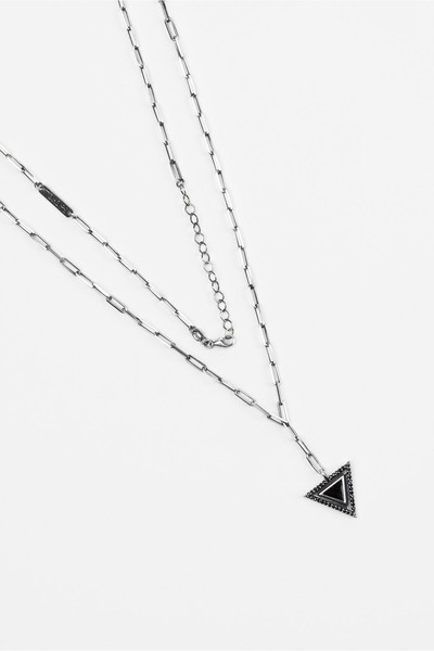 So CHIC... Üçgen Modelli Rodyum Kaplama 70 Cm Gümüş Erkek Zincir Kolye