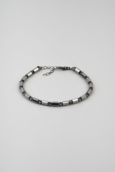 So CHIC... Hematit Taşlı 21 Cm Gümüş Erkek Bileklik
