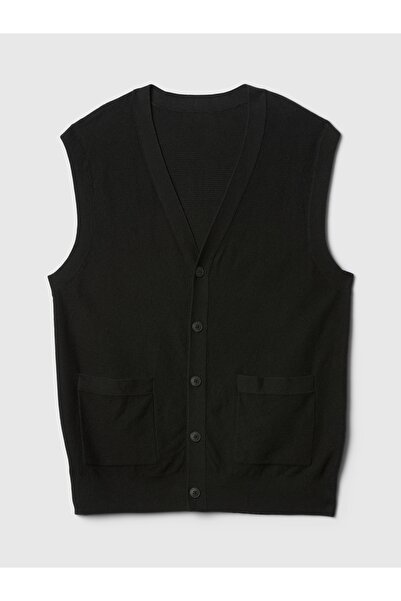 GAP Erkek Siyah CashSoft Textured Hırka