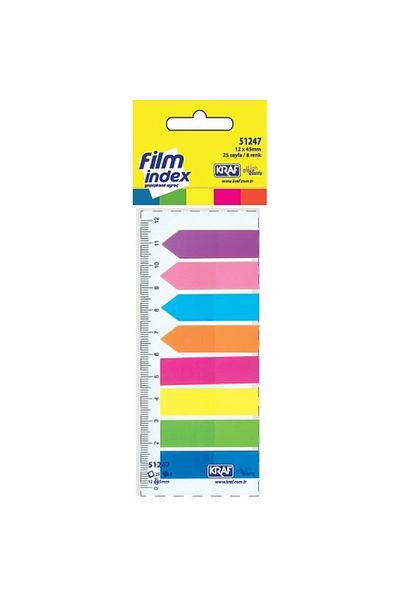 KRAF Transparent Film Index (PP) 8 Colors X 25 Sheets 12x45mm 51247