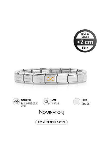 NOMİNATİON Italy Composable 18 Ayar Altın Altın Sonsuz ve Çelik Bileklik Silver