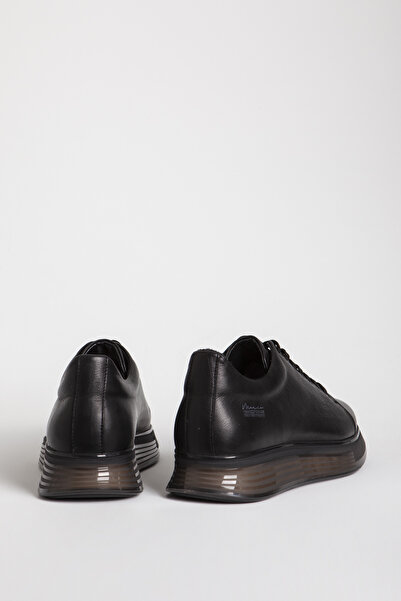 MARCOMEN Ανδρικό Sneaker - Γνήσιο δέρμα, Δαντέλα, Χοντρή σόλα, 15275 Μαύρο δέρμα