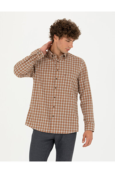Pierre Cardin Kahverengi Regular Fit Uzun Kollu Gömlek 50274597-VR029