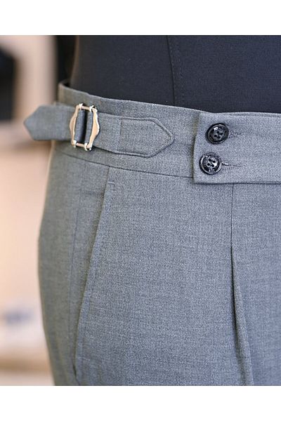 TerziAdemAltun Gray Italian Style Jacket and Vest Set - Pleated Trousers T11312
