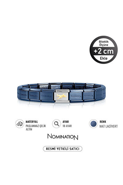 NOMİNATİON Italy Composable 18 Ayar Altın Uçak ve Çelik Bileklik Mat Lacivert