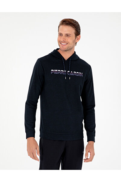 Pierre Cardin سويت شيرت باللون الأزرق الداكن مقاس عادي بغطاء رأس 50290665-VR033