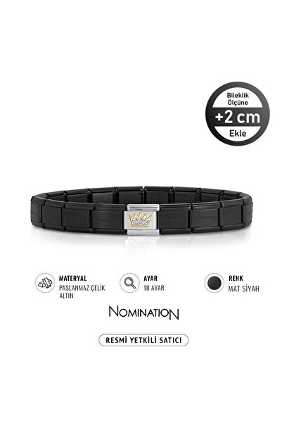 NOMİNATİON Italy Composable 18 Ayar Altın Pırlanta Taç ve Çelik Bileklik Mat ...
