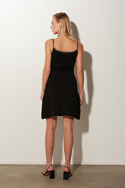 SHERIN Black Lurex Strappy Dress