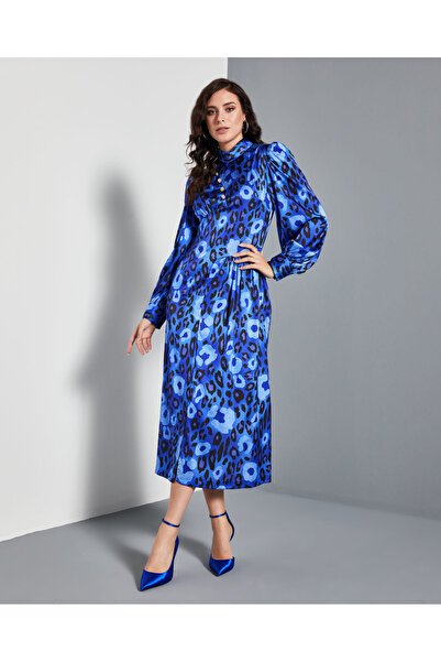 SERPİL Serpil Kadın Saks Elbise 37161