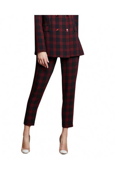 SERPİL Serpil Kadın Siyah - Kırmızı Pantolon 31443