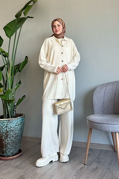 InStyle طقم تريكو إكرو ثلاثي بأزرار